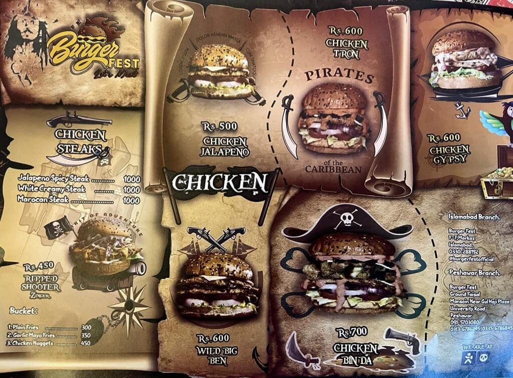 Burger Fest Menu