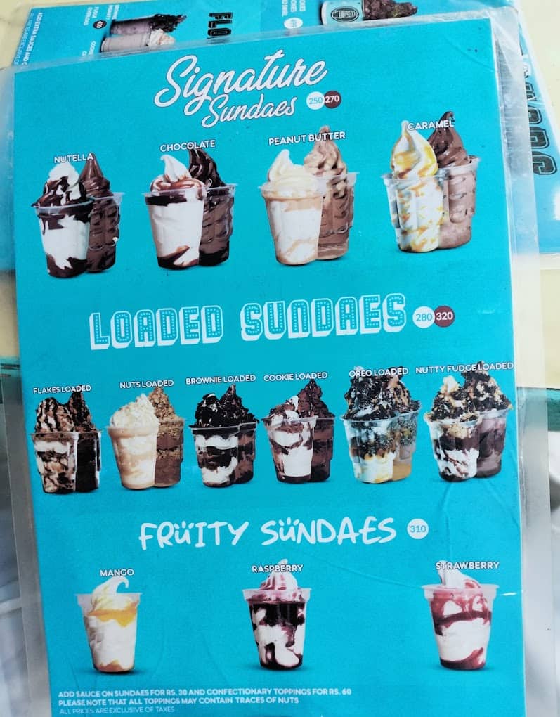 Soft swirl menu with prices