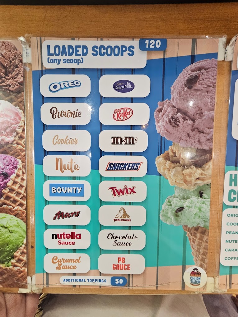 Churn Station Menu loaded scoops