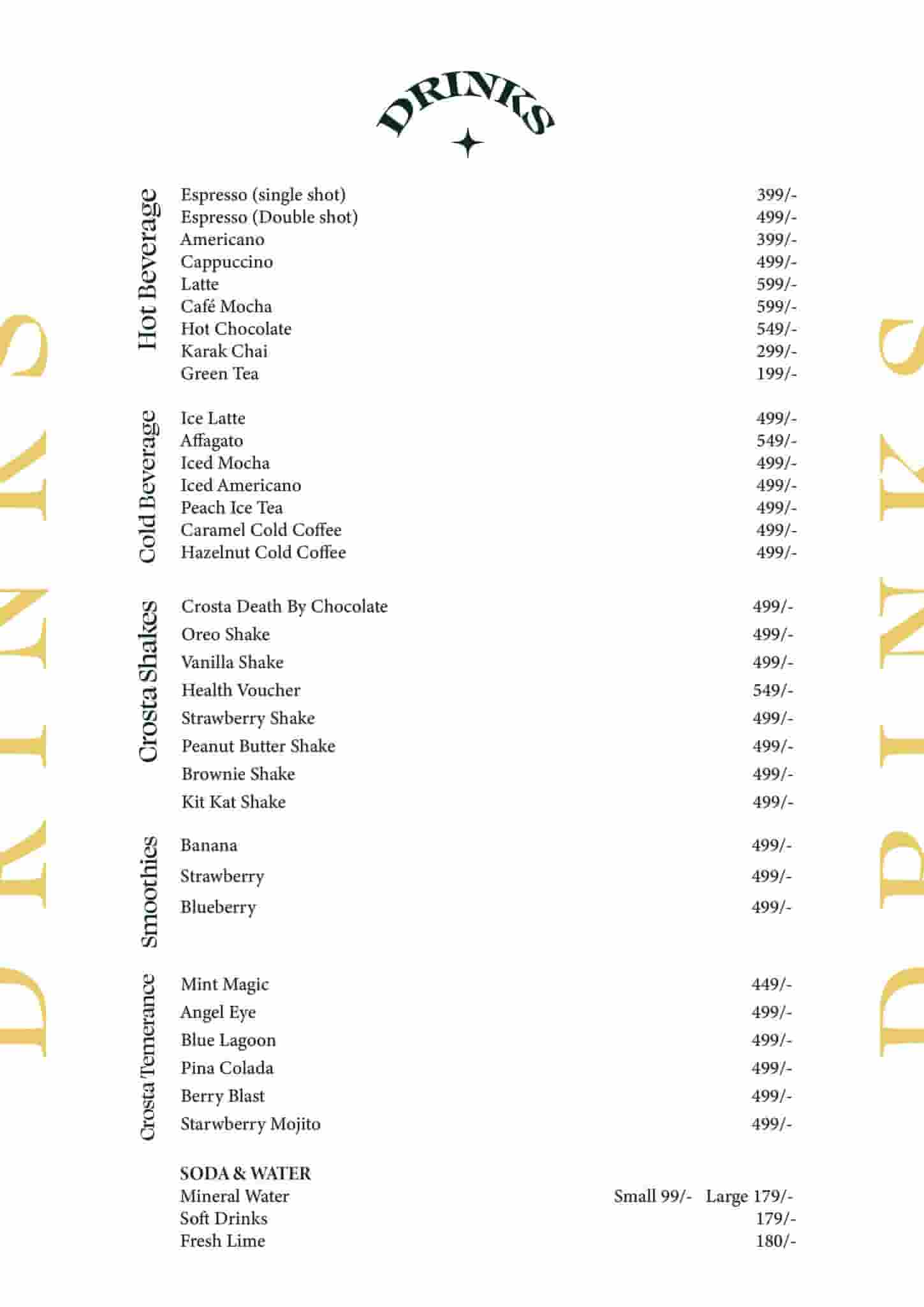 Cafe Crosta  Multan Menu