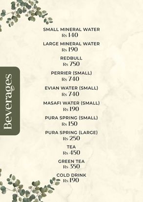 Terraza Restaurant Karachi Menu